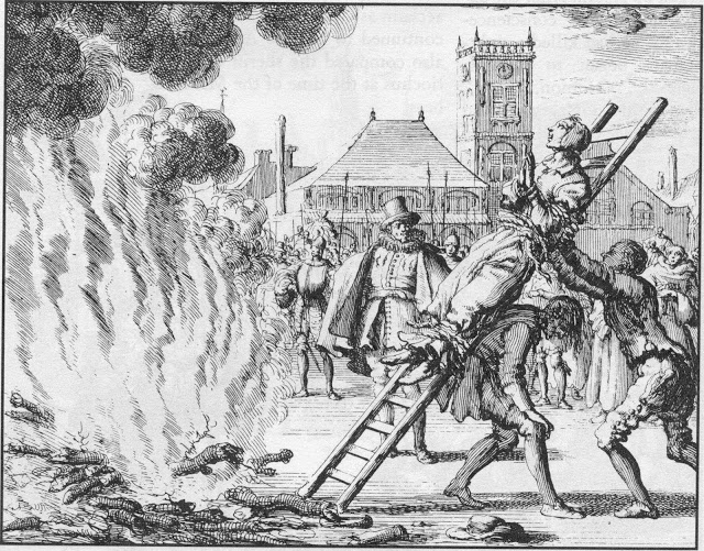 AnnekendeVlasteranAnabaptistWomanbeingthrownintothefirein1571inMirroroftheMartyrsp24